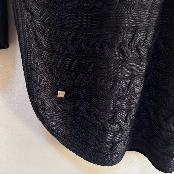 Lauren Ralph Lauren ~Black Cowl Neck Cableknit Tunic Sweater in 3X - Picture 5 of 12